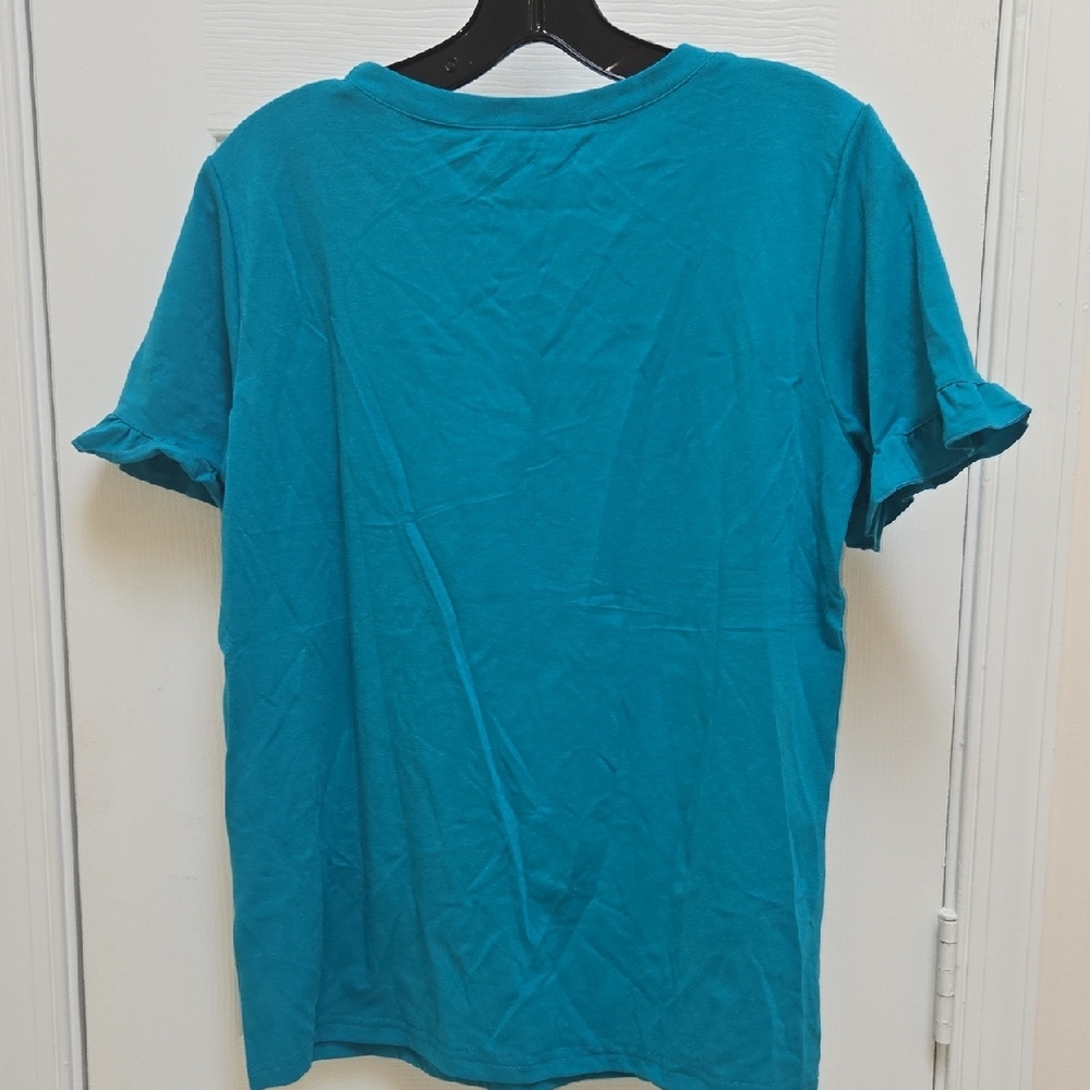 Blue Ruffled Short Sleeve Tee - Picture 3 of 3